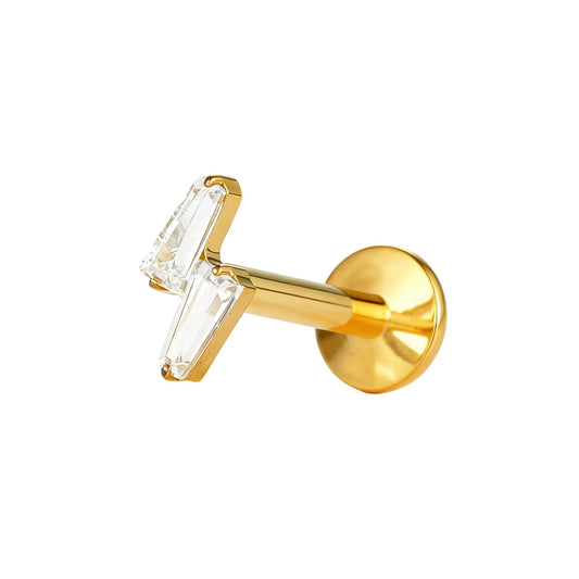 Baguette Duo Flat Back Stud