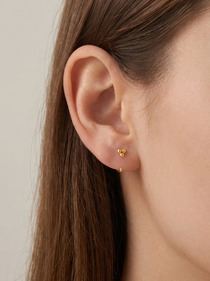 Trio Bead Open Hoop Earrings