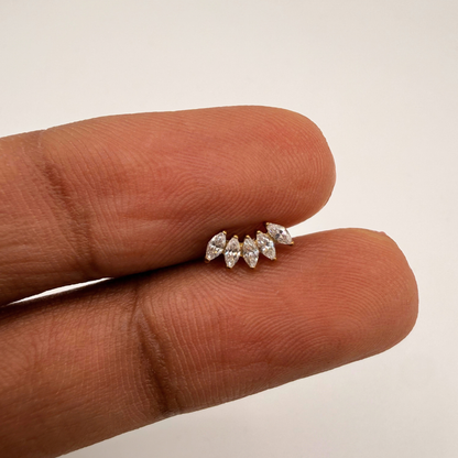 Marquise Crown Flat Back Stud