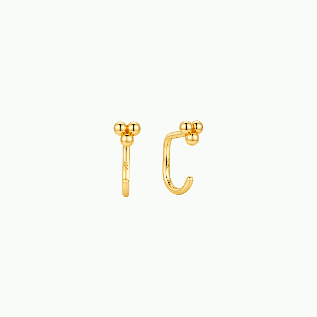 Trio Bead Open Hoop Earrings