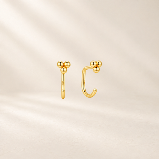 Trio Bead Open Hoop Earrings