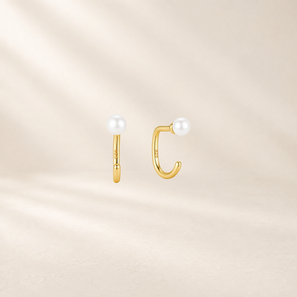 Pearl Open Hoop Earrings