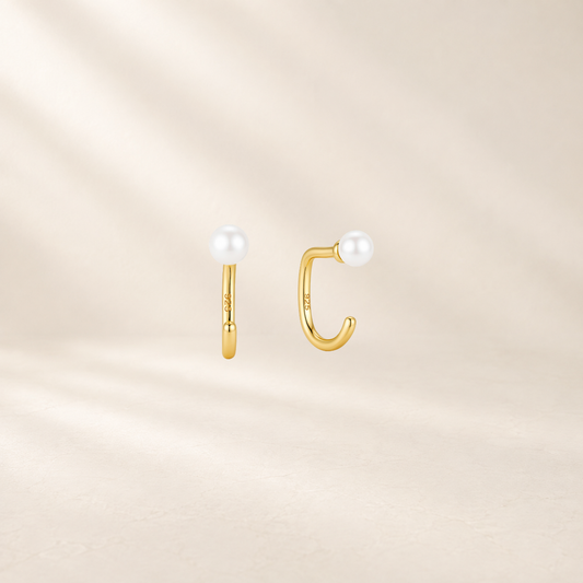 Pearl Open Hoop Earrings