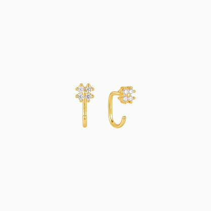 Floral CZ Open Hoop Earrings
