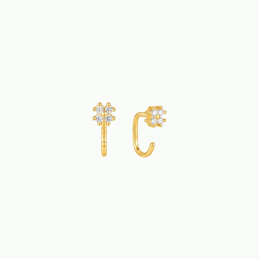 Floral CZ Open Hoop Earrings