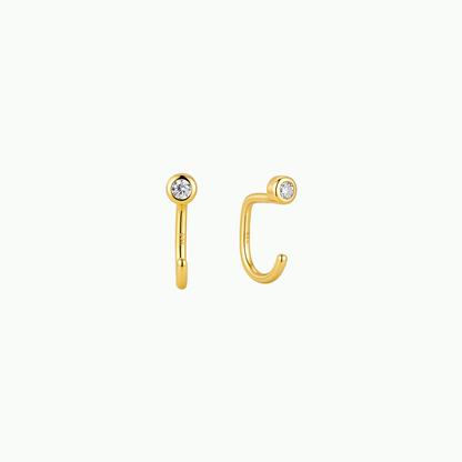 Bezel CZ Open Hoop Earrings