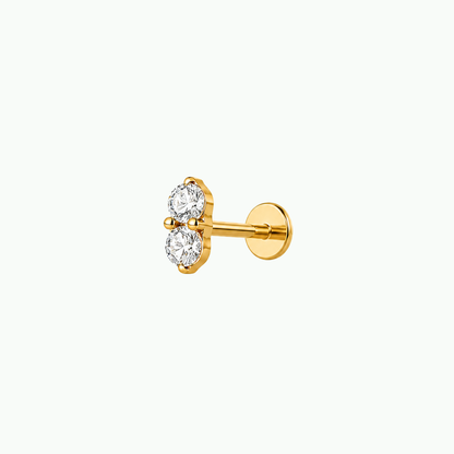 Duo CZ Flat Back Stud