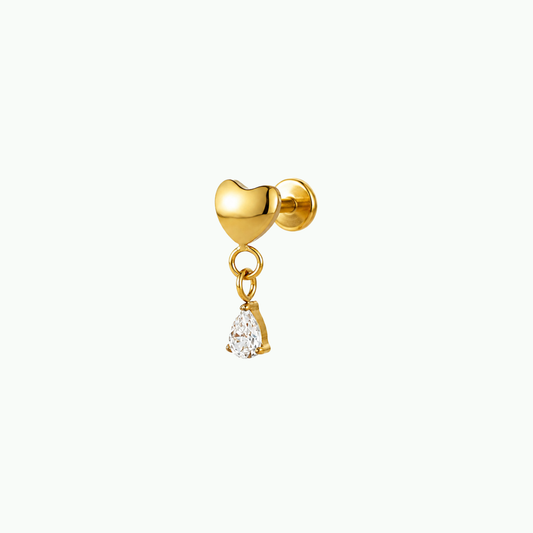 Heart Drop Flat Back Stud