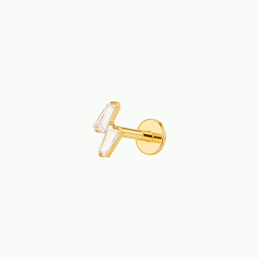 Baguette Duo Flat Back Stud